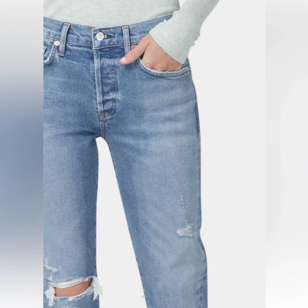 Citizens of Humanity "Emerson" distressed boyfriend jeans light wash denim SZ 29 - Picture 8 of 11